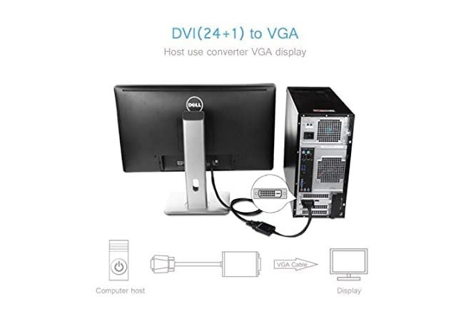 Scalebee DVI to VGA Adapter Converter, DVI-D Link 24+1 Male to VGA Female Video Adapter Cable Supports Graphic Cards with DVI D Output to VGA Display/projectors, Black - Image 2