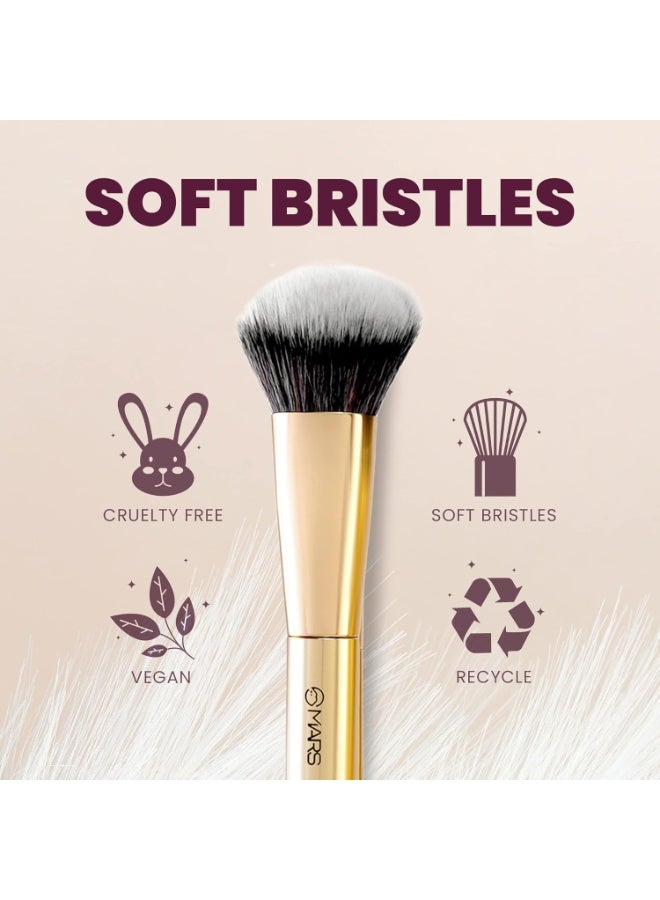 MARS Artist's Arsenal Professional Bronzer Makeup Brush for Face & Cheeks | Feather Soft Touch & High Density | Precise Synthetic Bristle | Luxe Packaging makeup brush (Golden) - Image 3