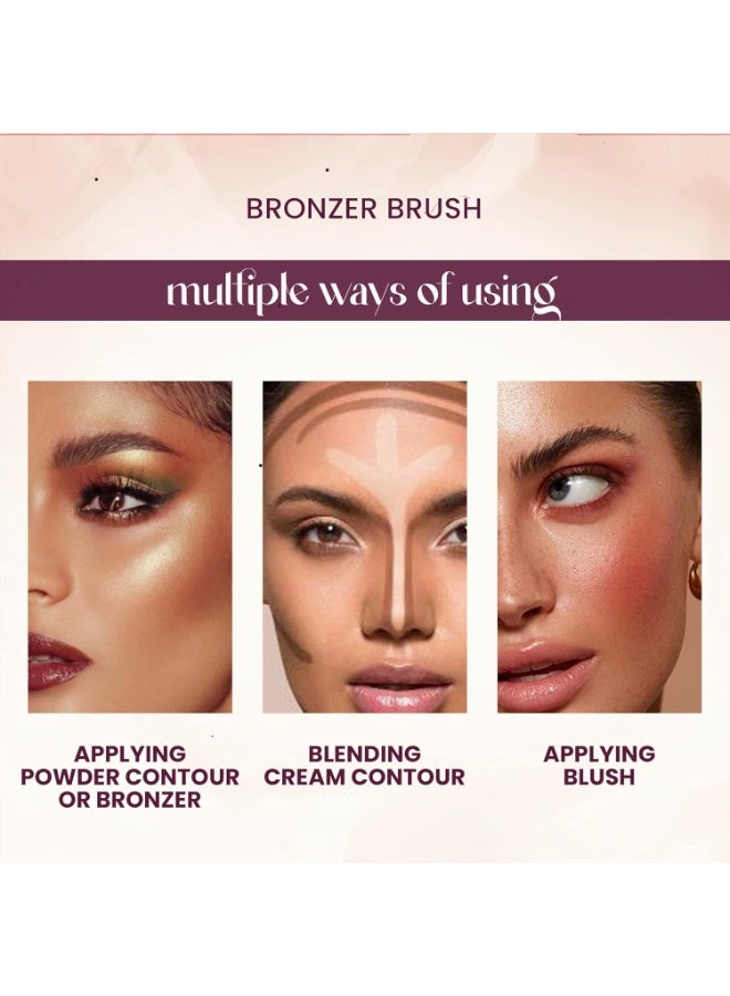 MARS Artist's Arsenal Professional Bronzer Makeup Brush for Face & Cheeks | Feather Soft Touch & High Density | Precise Synthetic Bristle | Luxe Packaging makeup brush (Golden) - Image 4