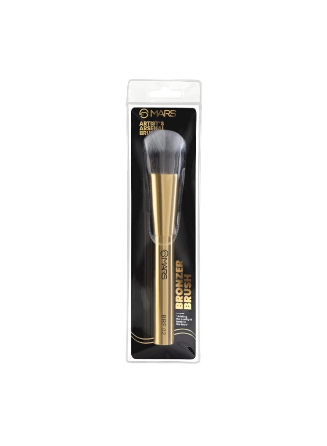 MARS Artist's Arsenal Professional Bronzer Makeup Brush for Face & Cheeks | Feather Soft Touch & High Density | Precise Synthetic Bristle | Luxe Packaging makeup brush (Golden) - Image 2