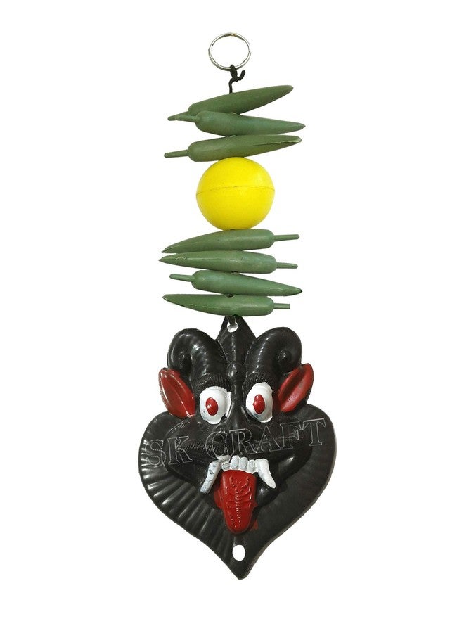 FASHERATI Plastic Wall Hanging Nimbu Mirchi Battu-Evil Eye Protector-Nazar Suraksha Kawach (Multicolour, 25x10 cm) - Image 1