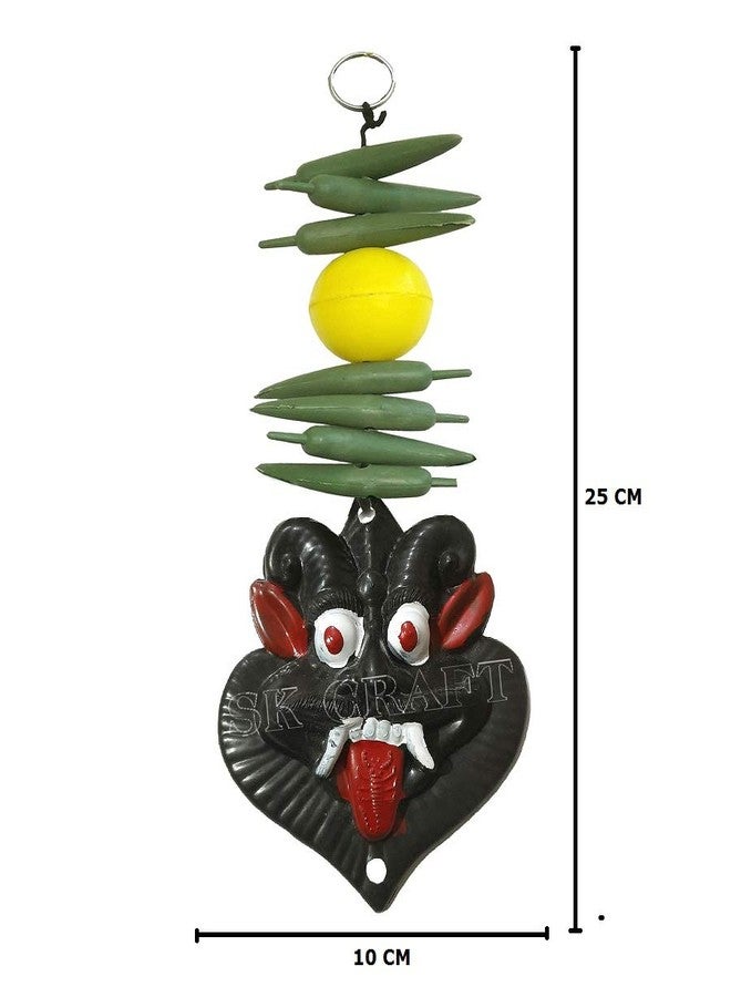 FASHERATI Plastic Wall Hanging Nimbu Mirchi Battu-Evil Eye Protector-Nazar Suraksha Kawach (Multicolour, 25x10 cm) - Image 2