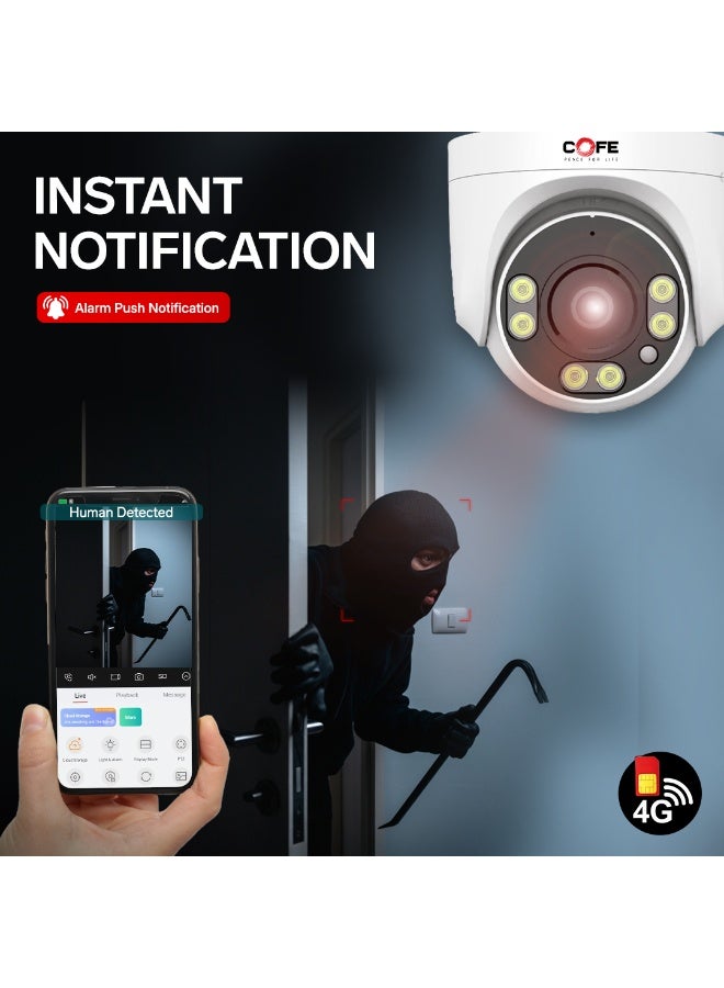 COFE 3MP SIM BASED Security Camera with AI Human Detection, Full Color Night Vision, Two-Way Audio, Mobile Monitoring and TF Card support for indoor and outdoor security. (CF-4G-DP04-3D) - Image 4