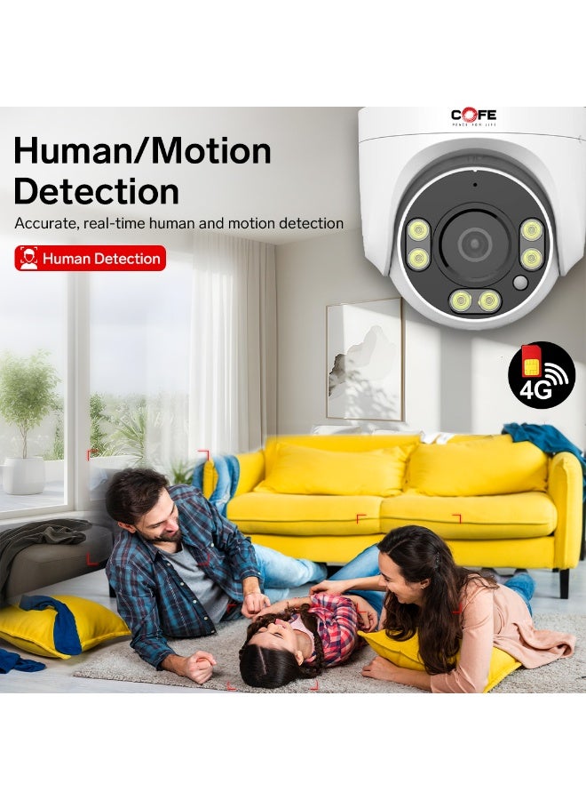 COFE 3MP SIM BASED Security Camera with AI Human Detection, Full Color Night Vision, Two-Way Audio, Mobile Monitoring and TF Card support for indoor and outdoor security. (CF-4G-DP04-3D) - Image 3
