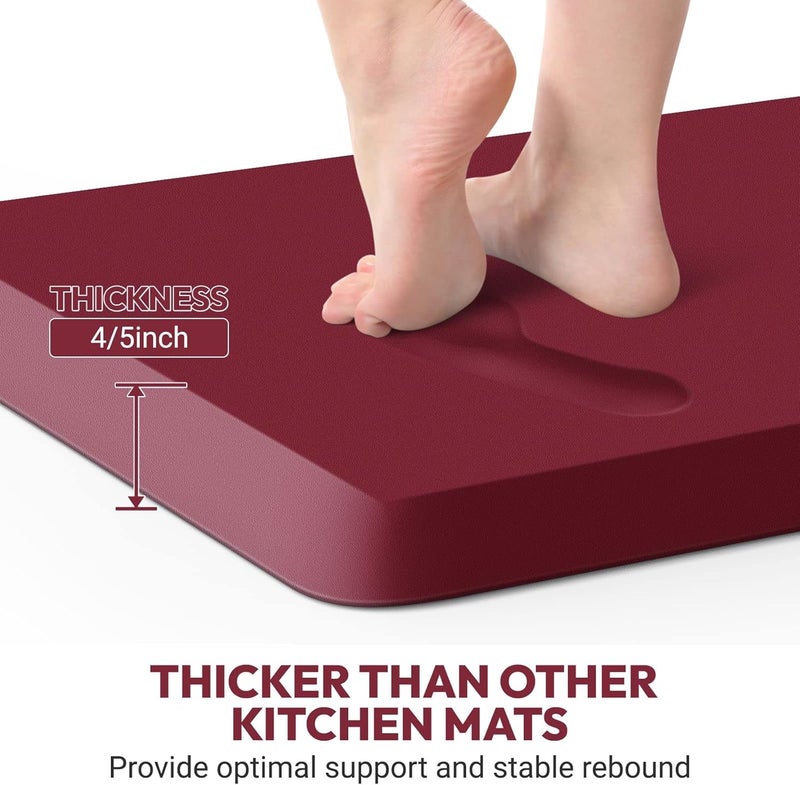 StepLively 4/5 Inch Thick Kitchen Mat - Cushioned Anti Fatigue Mats for Kitchen Floor - Easy to Clean, Waterproof, Non-Slip Kitchen Rug for Sink, Office, Kitchen (17''x39'' Red) - Image 2