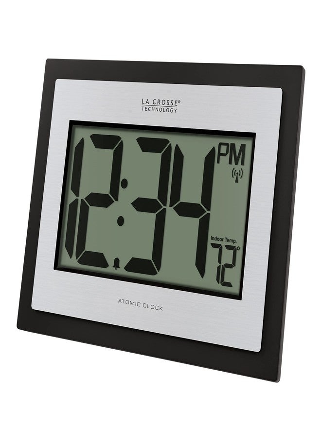La Crosse Technology 513-1422S Atomic Digital Silver Clock with Indoor Temperature - Image 2