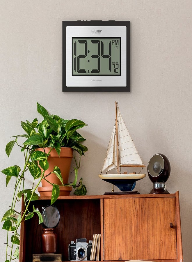 La Crosse Technology 513-1422S Atomic Digital Silver Clock with Indoor Temperature - Image 5