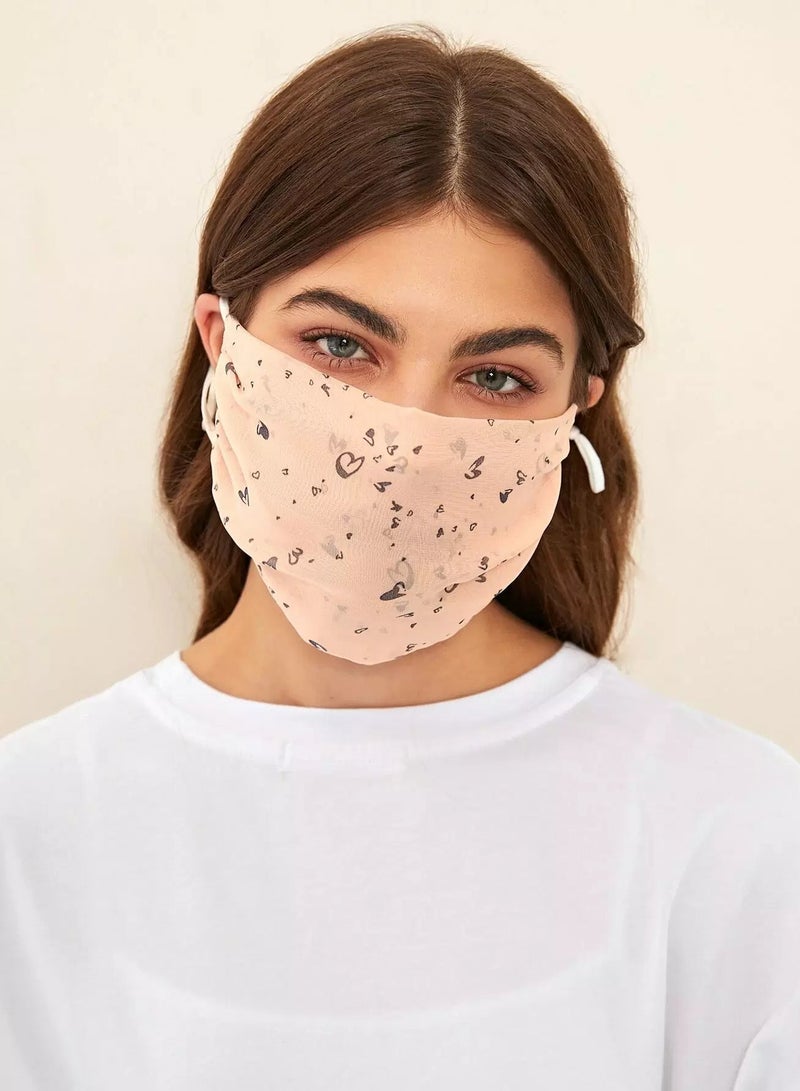 Heart Pattern Fabric Face Covering  - Image 1
