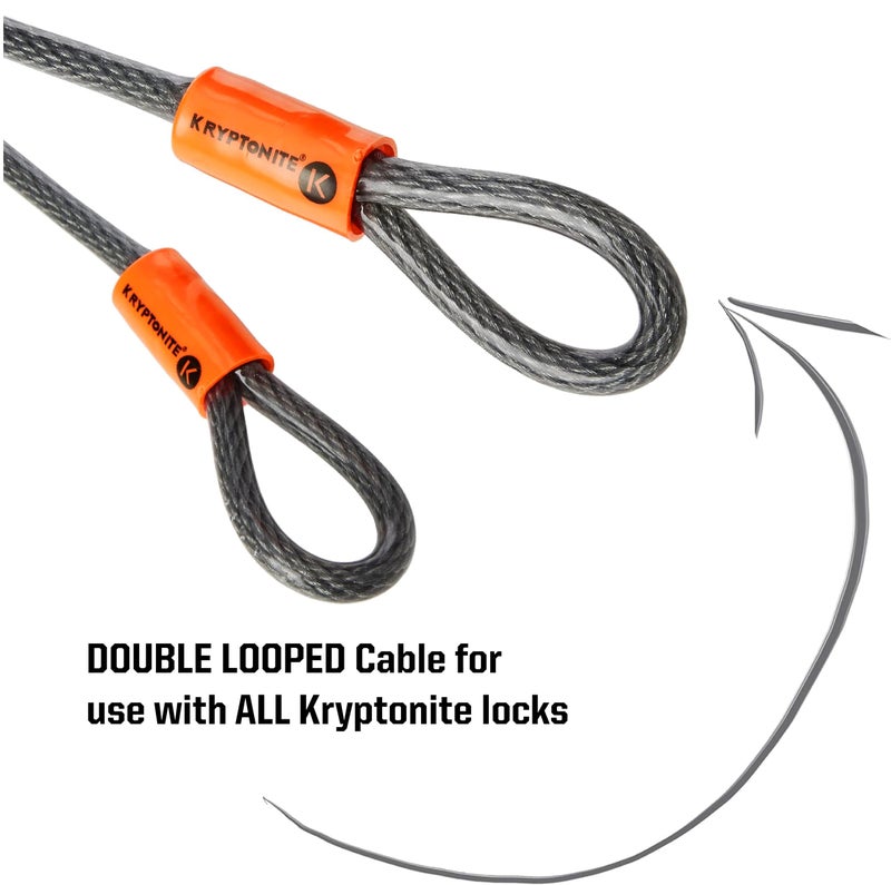 Kryptonite KryptoFlex 710 Double Loop Security Cable, 7FT Long Braided Steel Flex Bike Lock Anti-Theft Cable with Looped Ends for Outdoor Equipment, U-Lock and Padlock, 10mm Thick - Image 2