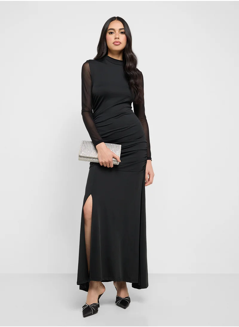 جينجر Mesh Sleeve Maxi Dress