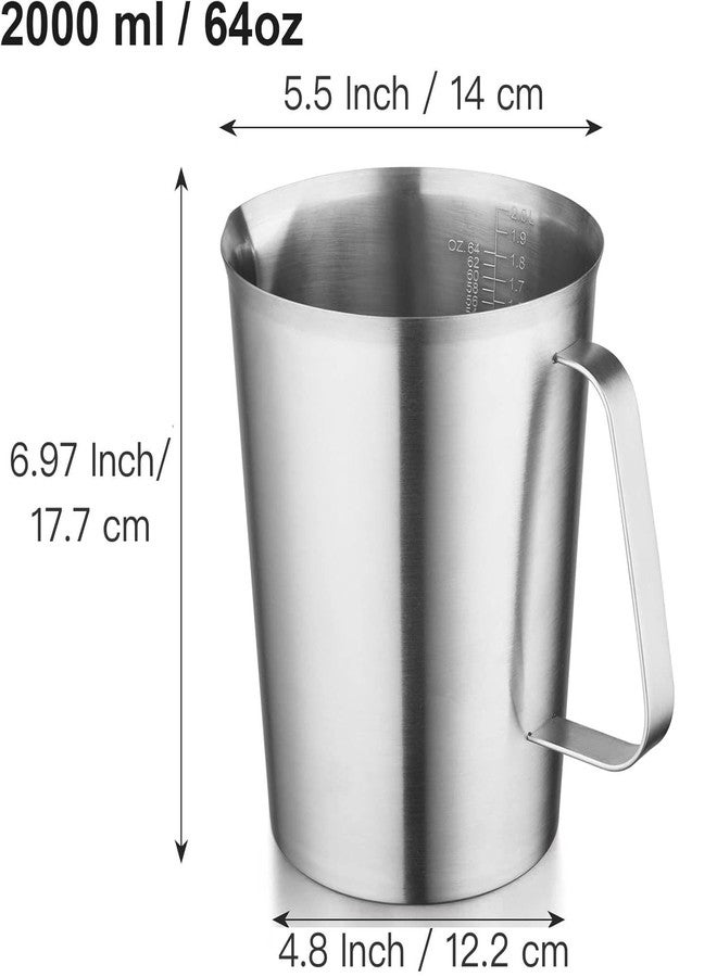 CURTA 18/8 Stainless Steel Measuring Cup with Handle and Pour Lip 64 OZ (8 Cup, 2000 ML) - Image 3