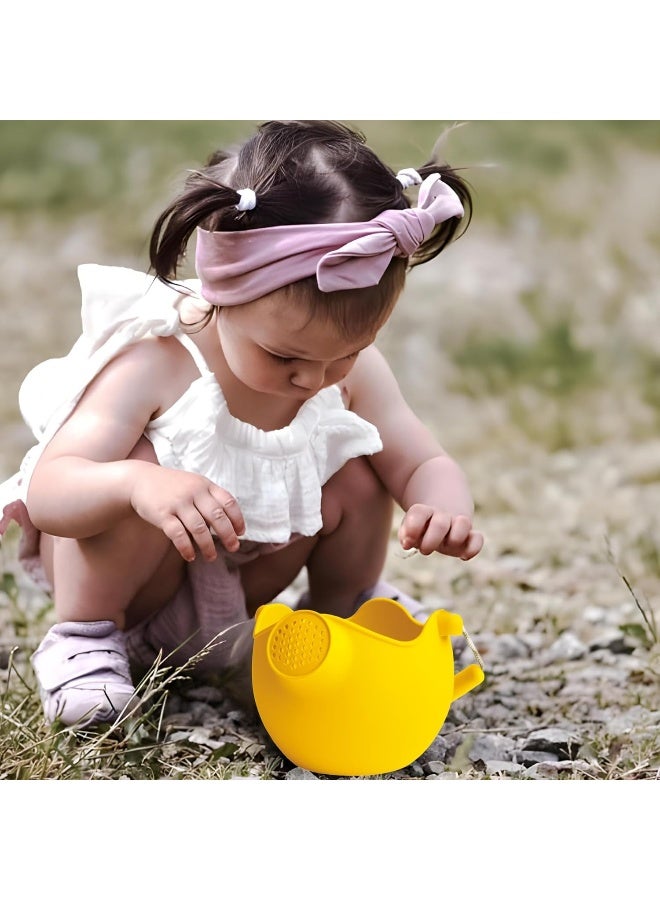 Scrunch Mustard Silicone Watering Can with Rope Handle - Eco-Friendly Children's Water Pitcher - Image 4