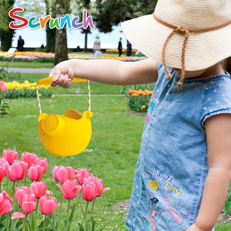 Scrunch Mustard Silicone Watering Can with Rope Handle - Eco-Friendly Children's Water Pitcher - Image 5