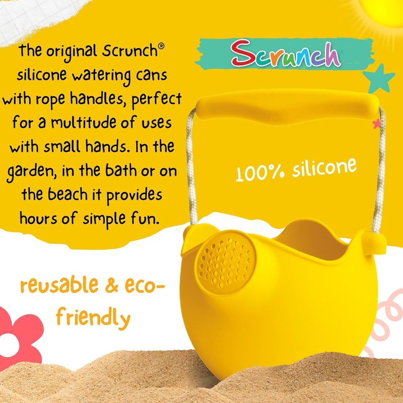 Scrunch Mustard Silicone Watering Can with Rope Handle - Eco-Friendly Children's Water Pitcher - Image 3