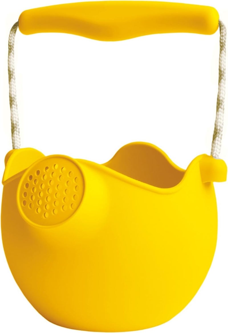 Scrunch Mustard Silicone Watering Can with Rope Handle - Eco-Friendly Children's Water Pitcher - Image 1