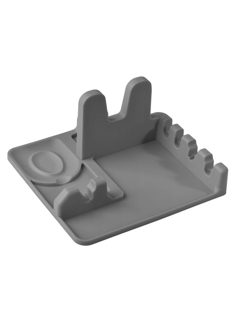 Generic Silicone Spoon Rest, Non-Slip Heat-Resistant Stove Utensil Holder for Spatula, BPA Free Utensil Rest, Pot Lid Holder Stand for Kitchen Counter and Stove Top, Food Grade Silicone, Grey  - Image 1