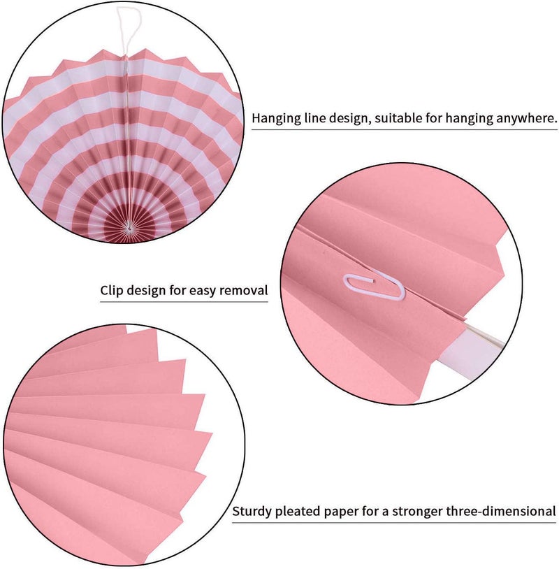 SYGA 6 Pieces of Paper Flower Fan Decoration Background Wall DIY Paper Fan Flower Ball SetPink - Image 4