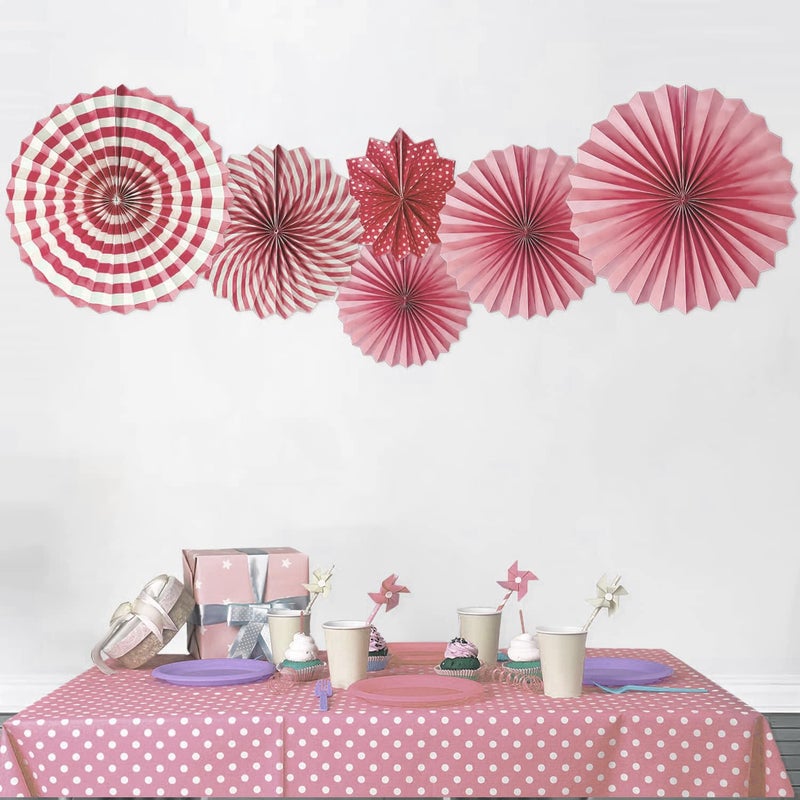 SYGA 6 Pieces of Paper Flower Fan Decoration Background Wall DIY Paper Fan Flower Ball SetPink - Image 5