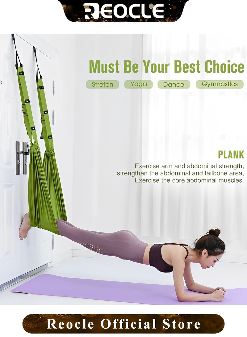 ريوكل حزام تمدد لياقة يوجا لتمديد الخصر والظهر والساق قابل للتعديل من خلال مساعدة انحناء الظهر وتمدد الساق مع مدرب لياقة جوقة يوجا هوائي مقلوب ضد الجاذبية لتمارين تمدد المرونة والتمارين العلاجية والبيلاتيس والرقص - Image 3
