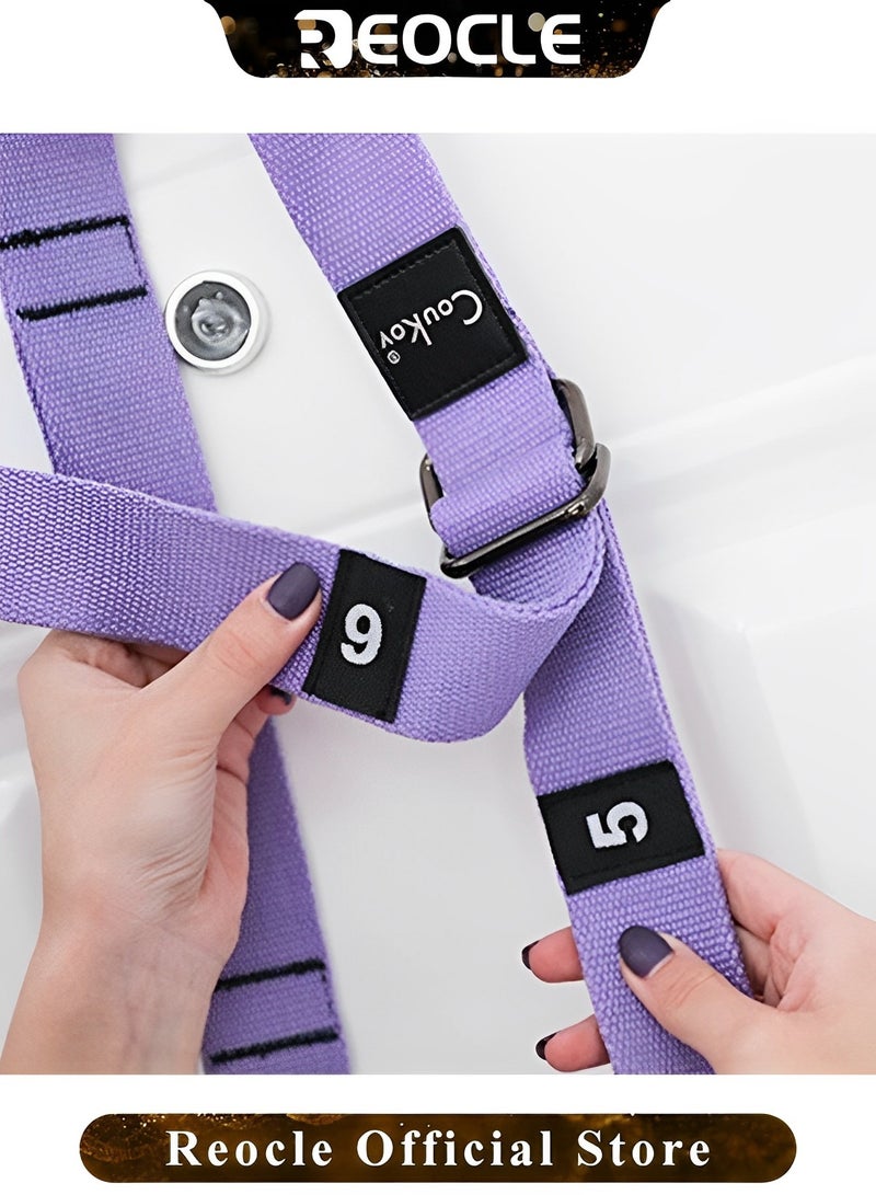 ريوكل حزام تمدد لياقة يوجا لتمديد الخصر والظهر والساق قابل للتعديل من خلال مساعدة انحناء الظهر وتمدد الساق مع مدرب لياقة جوقة يوجا هوائي مقلوب ضد الجاذبية لتمارين تمدد المرونة والتمارين العلاجية والبيلاتيس والرقص - Image 5