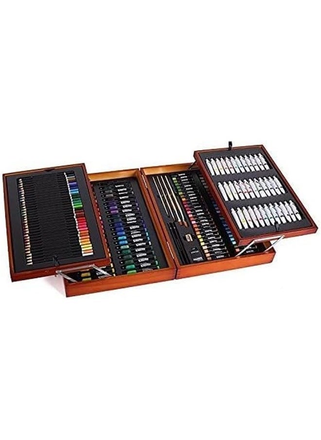 Taimi Art Set 174 Pcs Premium Wood Art Supplies for Painting and Drawing, Essentials Art Kit in Portable wooden Case, Includes Acrylic Paint Oil Pastels Color Pencils Art Brushe  - Image 1