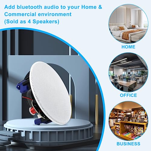 Herdio 4 Inch 320 Watts 2-Way Bluetooth Ceiling Speakers Package Perfect for Home Theater System, Living Room,Office,Flush Mount（4 Speakers） - Image 3