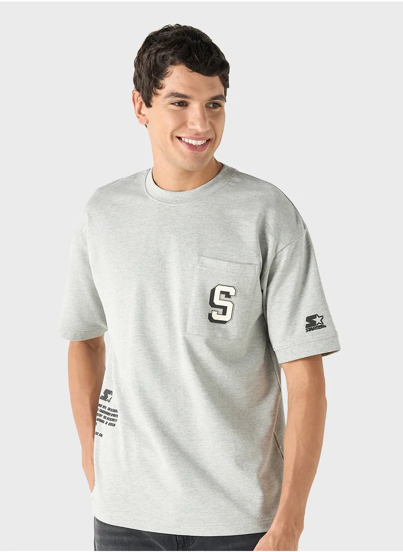 ستارتر Starter Printed T-shirt with Crew Neck and Pocket