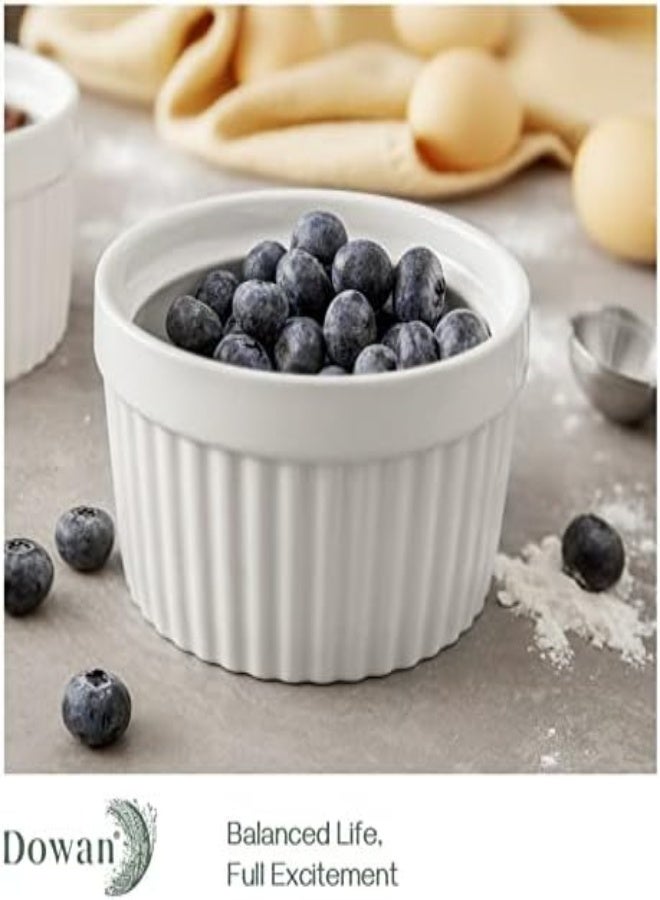 AKDC Dowan 12 Oz Porcelain Ramekins Bowls For Souffle, Creme Brulee, French Onion Soup, Classic Style Ramekins For Baking Oven Safe, Set Of 6, White - Image 1