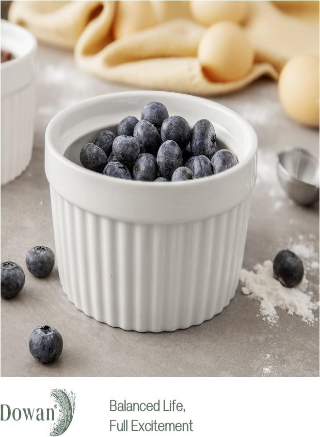 AKDC Dowan 12 Oz Porcelain Ramekins Bowls For Souffle, Creme Brulee, French Onion Soup, Classic Style Ramekins For Baking Oven Safe, Set Of 6, White - Image 3