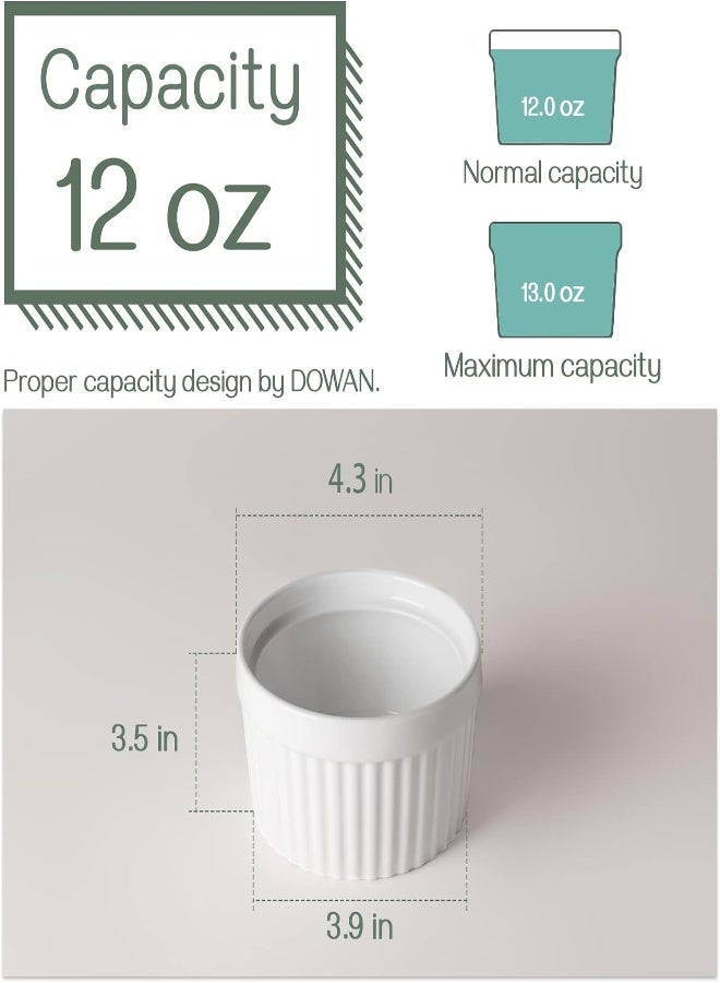AKDC Dowan 12 Oz Porcelain Ramekins Bowls For Souffle, Creme Brulee, French Onion Soup, Classic Style Ramekins For Baking Oven Safe, Set Of 6, White - Image 5