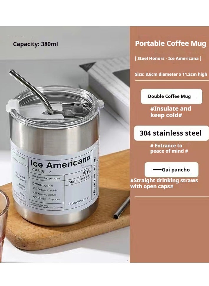 Stainless Steel Coffee Travel Mug with Straw, Insulated with Leak Proof Lid, Portable Espresso Insulated Mug for Tea and Coffee, Reusable Vacuum Insulated Mug for Hot and Cold Drinks - Image 4