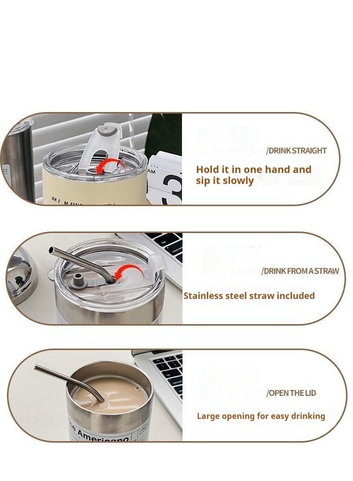 Stainless Steel Coffee Travel Mug with Straw, Insulated with Leak Proof Lid, Portable Espresso Insulated Mug for Tea and Coffee, Reusable Vacuum Insulated Mug for Hot and Cold Drinks - Image 5