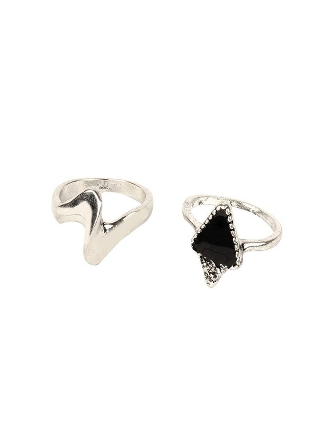 STRIPES® essentials Gold Set of 2 Multi Finger Contemporary Classy Stackable Knuckle Rings for Girls & Women - Image 1