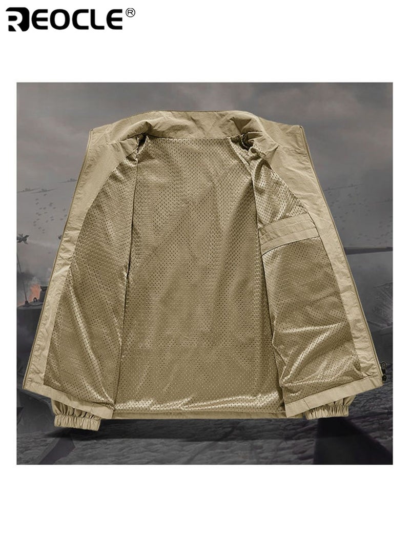 ريوكل جاكيت رجالي بياقة واقفة خفيف الوزن مقاوم للماء والرياح تصميم عصري كاجوال للخارج للارتداء في فصل الربيع والخريف مع أسلوب حديث وراحة في الارتداء - Image 5