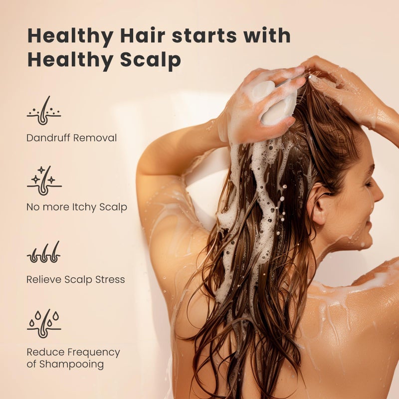 AIMIKE Scalp Massager Shampoo Brush, Soft Silicone Scalp Scrubber, Scalp Brush/Exfoliator for Washing Hair Dandruff, Scalp Massager Hair Growth Stimulator, Wet Dry Scalp Hair Scrubber - Oatmeal - Image 4