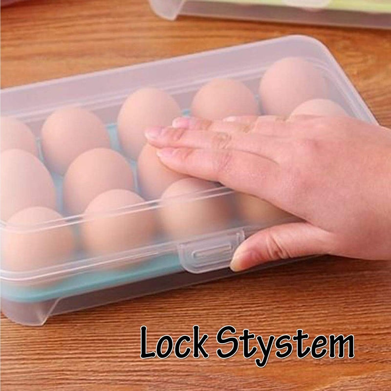 IKTU Egg Storage Box with Lid Capacity of 15 Eggs Transparent Strong Plastic Assorted Colour 1 Pieces - Image 4