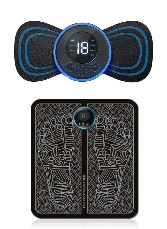 Prime by javaudan Set of Wireless Portable Neck Massager with 8 Modes and 19 Strength Levels  + 5 Speed Mini Portbale USB Reachrageable Massage Gun Deep Tissue Muscle Massager Body Pain Relief Tool - Image 1