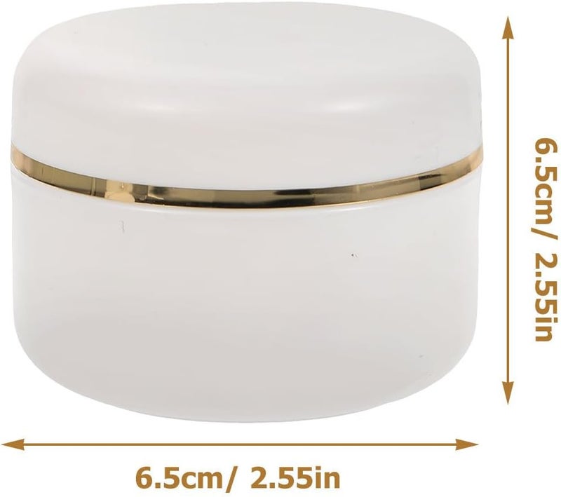 LABRIMP 6pcs 90ml Refillable Cosmetic Jars with Gold-edged White Cream Containers and Spoon Set for Hand Cream, Facial Lotion, Travel Skincare Storage - Image 2