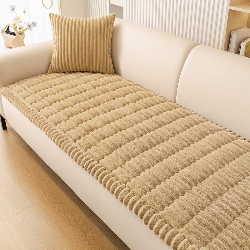 smiry غطاء أريكة سميري للكلاب، قابل للغسل، مانع للانزلاق، ناعم الملمس، مناسب للحيوانات الأليفة، غطاء أريكة سميك وناعم لحماية الوسائد (لون الجمل، 27.6 بوصة × 47 بوصة). - Image 1