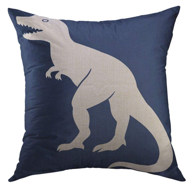 Mugod Decorative Throw Pillow Cover for Couch SofaPrehistoric Tyrannosaurus Dinosaur in Navy Paleontologist Home Decor Pillow Case 18x18 Inch