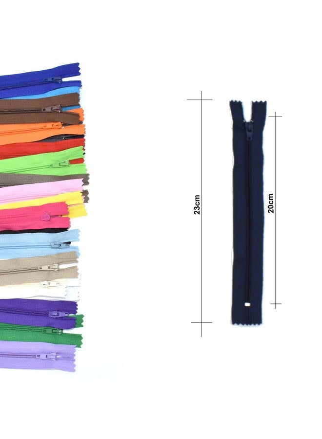 ريناشد 100 قطعة من سحابات النايلون الملفوفة مقاس 9 بوصات من Renashed بكميات كبيرة للخياطين والخياطة والحرف اليدوية (لون أزرق داكن) - Image 3