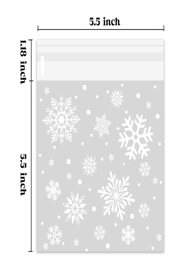 CUDICY Christmas Cookie Bags 200pcs Snowflake Cellophane Treat Bags 5.5x5.5 Self Adhesive Cookie Bag for Gift Giving Packaging Candy Goodie Holiday Homemade Bakery - Image 4