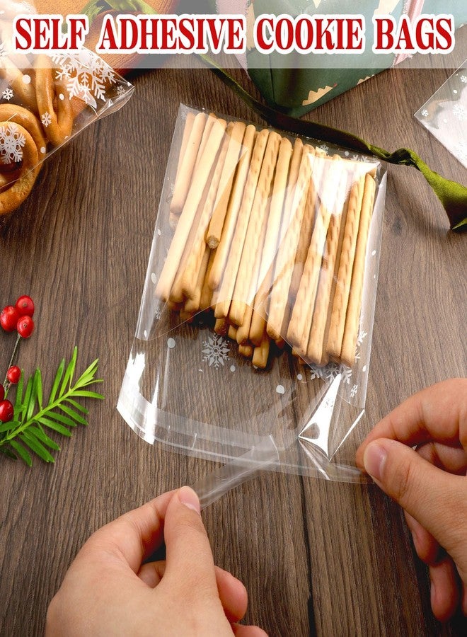 CUDICY Christmas Cookie Bags 200pcs Snowflake Cellophane Treat Bags 5.5x5.5 Self Adhesive Cookie Bag for Gift Giving Packaging Candy Goodie Holiday Homemade Bakery - Image 3