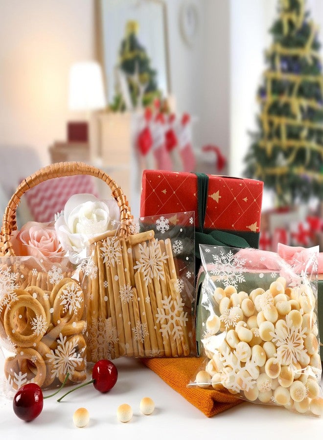 CUDICY Christmas Cookie Bags 200pcs Snowflake Cellophane Treat Bags 5.5x5.5 Self Adhesive Cookie Bag for Gift Giving Packaging Candy Goodie Holiday Homemade Bakery - Image 5