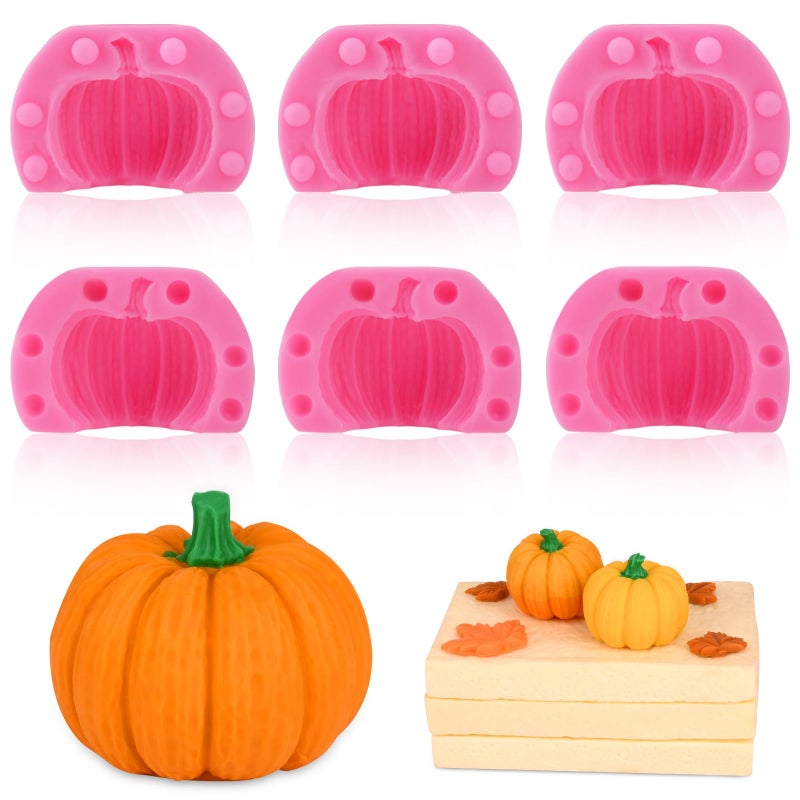 Actvty 6 PCS 3D Pumpkin Silicone Molds, Mini Pumpkin Chocolate Candy Fondant Mold for Halloween Thanksgiving Fall Baking, Cake Decoration, Soap Candle Clay Resin Casting - Image 1