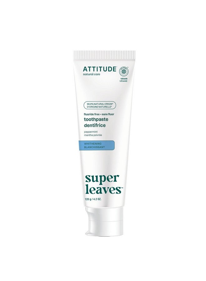 ATTITUDE Fluoride-Free Toothpaste, Plant- and Mineral-Based Ingredients, Vegan, Cruelty-Free and Sugar-Free, Whitening, Peppermint, 4.2 Oz - Image 1