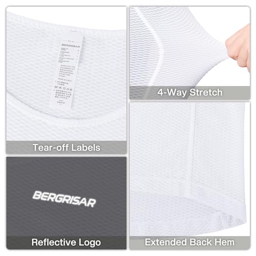 BERGRISAR Cycling Base Layer Men Anti-Sweat Cycling Jersey Sleeveless Quick Dry Bicycle Undershirt White Medium - Image 5