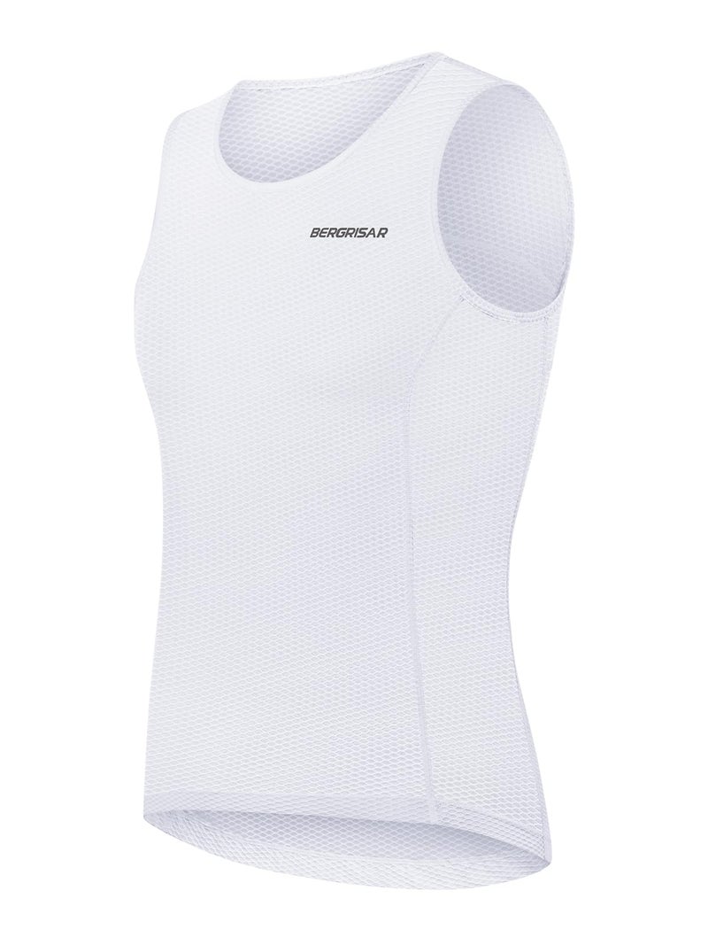 BERGRISAR Cycling Base Layer Men Anti-Sweat Cycling Jersey Sleeveless Quick Dry Bicycle Undershirt White Medium - Image 1
