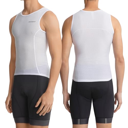 BERGRISAR Cycling Base Layer Men Anti-Sweat Cycling Jersey Sleeveless Quick Dry Bicycle Undershirt White Medium - Image 3
