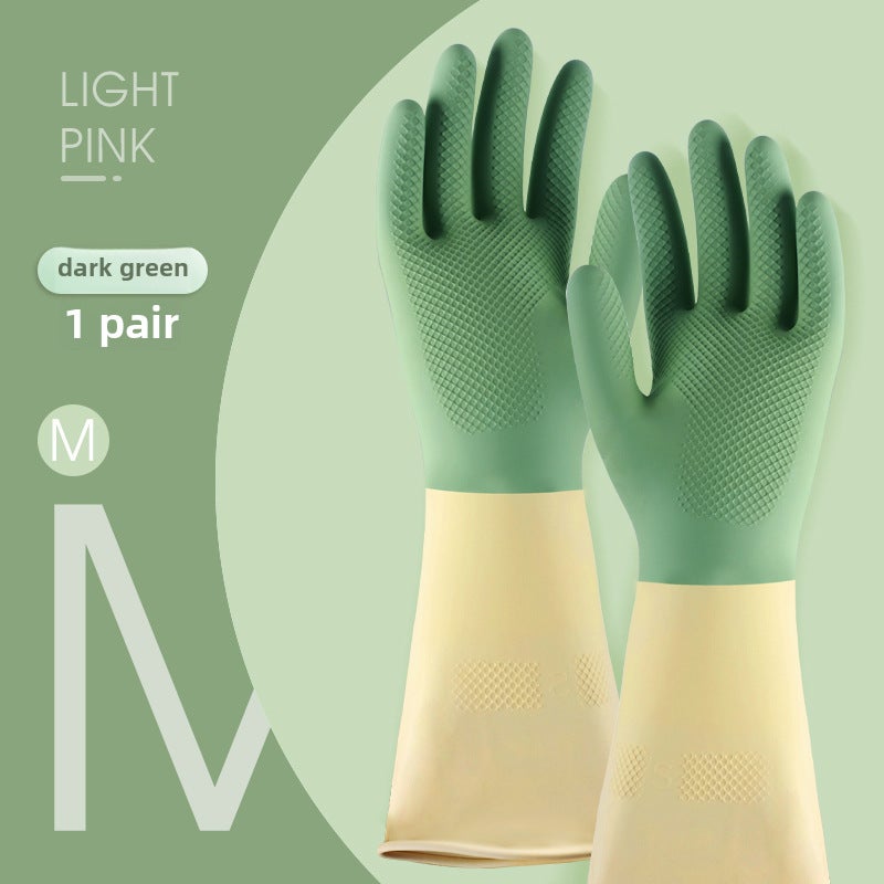 Durable Latex Gloves for Kitchen Cleaning Dark green M code 